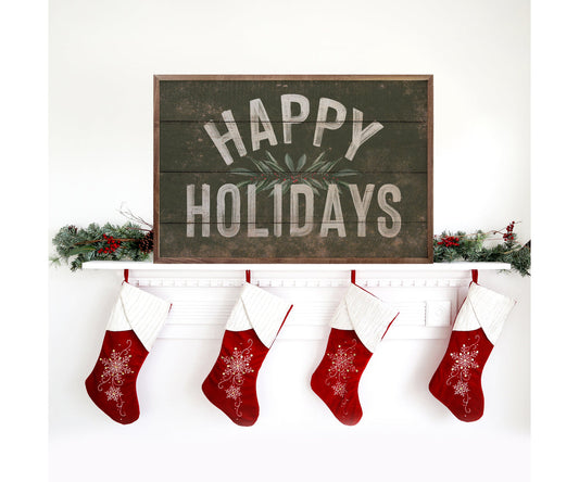 Kendrick Home Happy Holidays Greenery Green