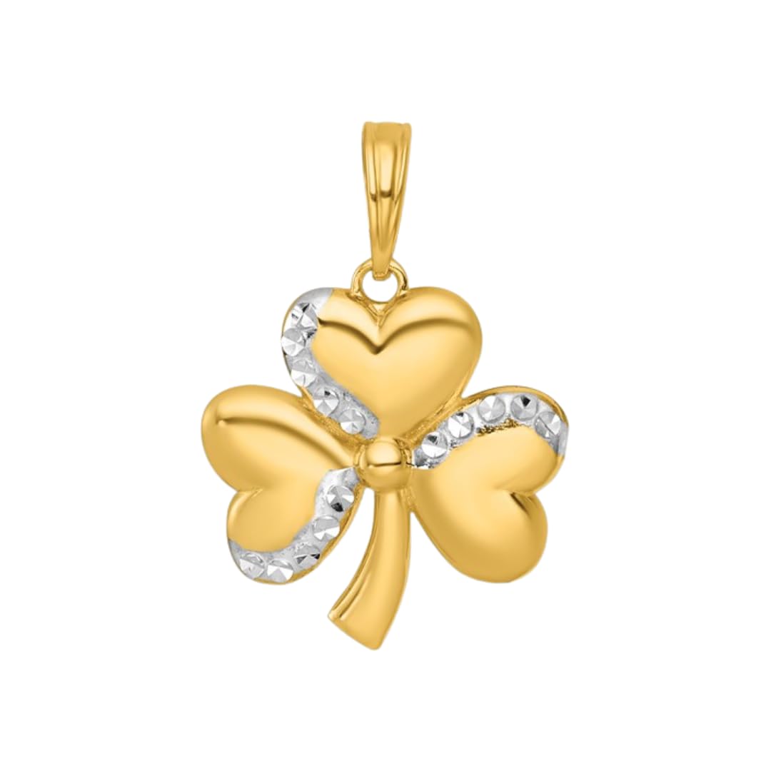 Three Leaf Clover Charm 14K Yellow Gold Pendant
