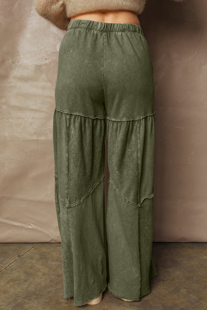 Threaded Pear Paisley Leg Patchwork Drawstring Pants
