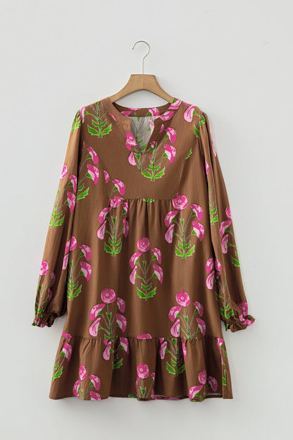 Threaded Pear Kelly Hem Puff Sleeve Dress