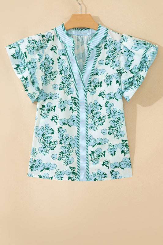 Threaded Pear Christy Flutter Sleeve Blouse