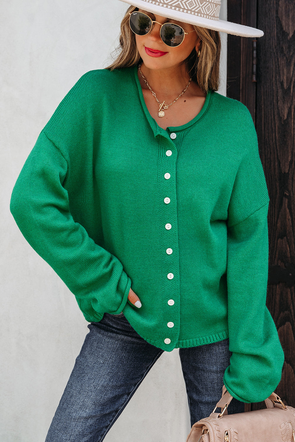 Threaded Pear Evatyn Knit Drop Shoulder Sweater