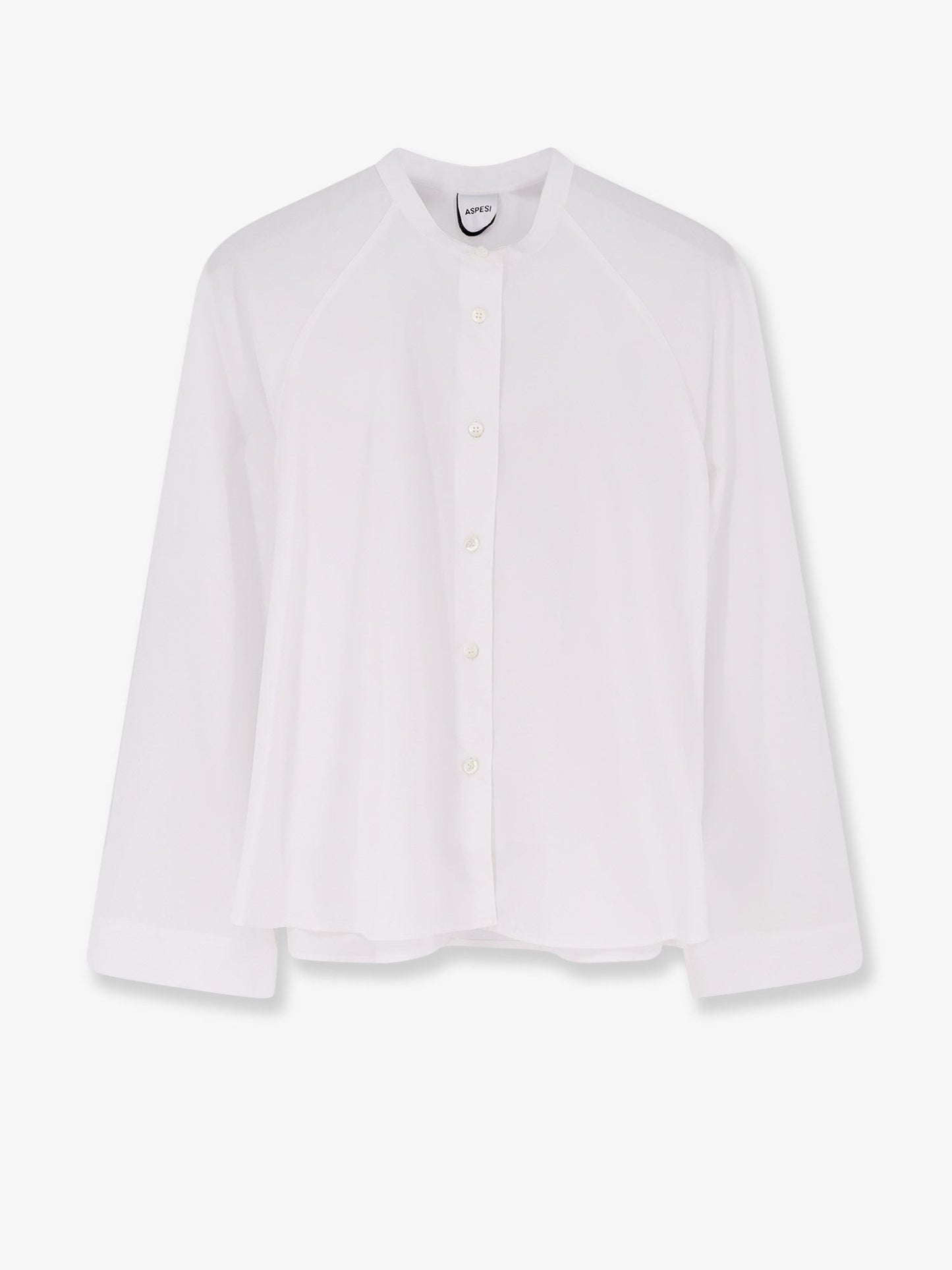 Cropped Cotton Shirt With Crew Neck