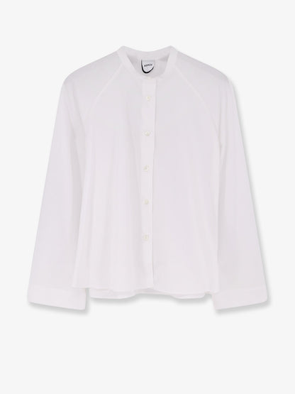 Cropped Cotton Shirt With Crew Neck
