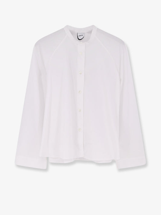 Cropped Cotton Shirt With Crew Neck