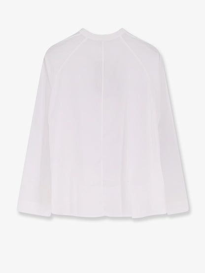 Cropped Cotton Shirt With Crew Neck