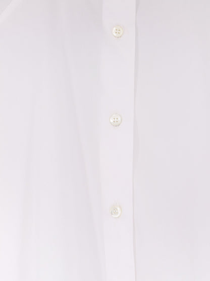Cropped Cotton Shirt With Crew Neck