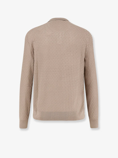 Silk Sweater With Leather Detail