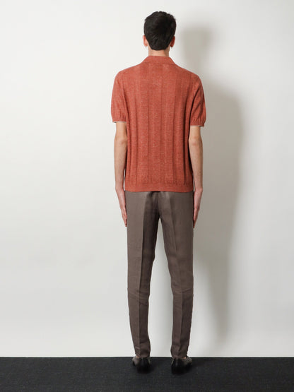 Polo Shirt Linen-Cotton Red
