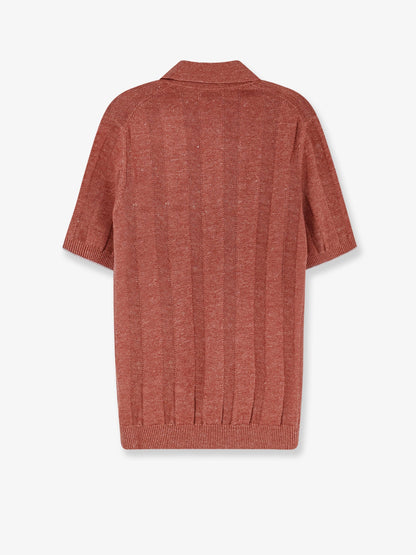 Polo Shirt Linen-Cotton Red