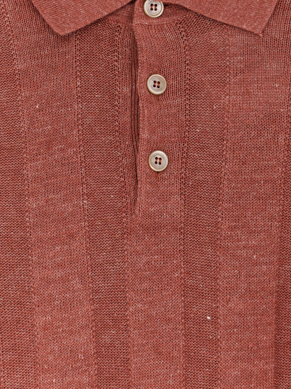 Polo Shirt Linen-Cotton Red