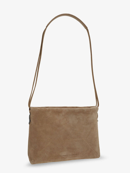 Suede Shoulder Bag With Logo