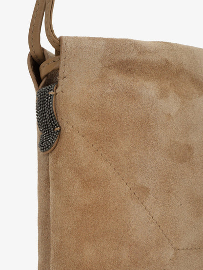 Suede Shoulder Bag With Logo
