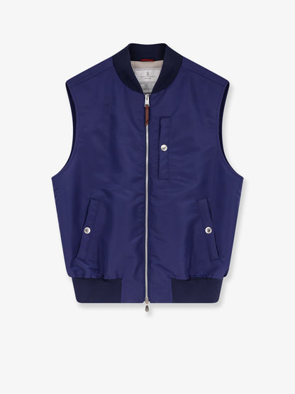 Sleeveless Nylon Jacket - Water-Repellent Blue