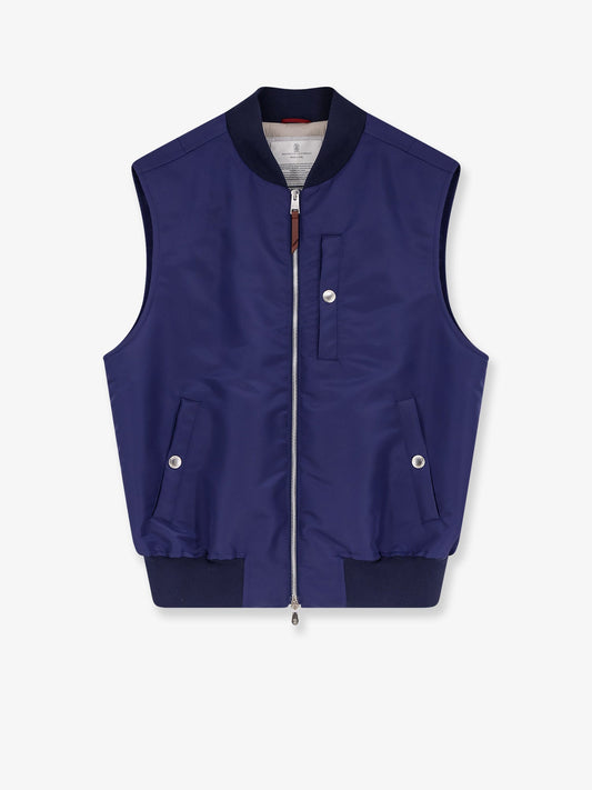 Sleeveless Nylon Jacket - Water-Repellent Blue