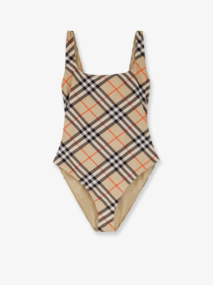 Nylon One-Piece Swimsuit With Check Print