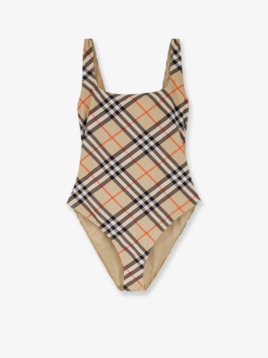 Nylon One-Piece Swimsuit With Check Print