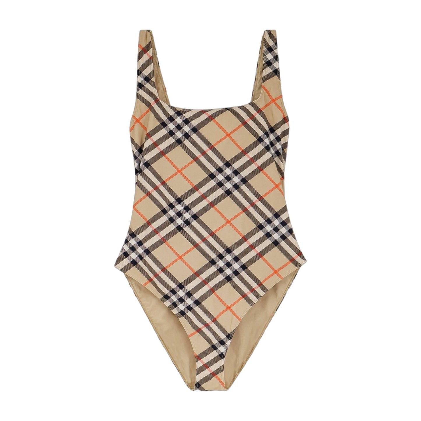 Nylon One-Piece Swimsuit With Check Print