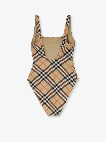 Nylon One-Piece Swimsuit With Check Print
