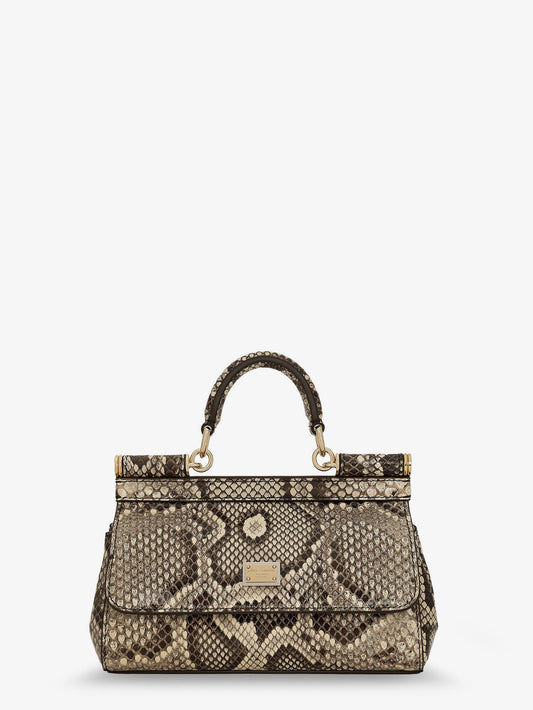 Handbag Sicily Mini Python Beige