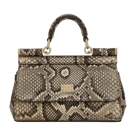 Handbag Sicily Mini Python Beige