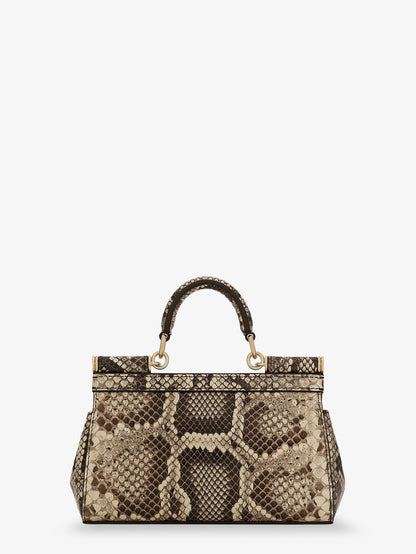 Handbag Sicily Mini Python Beige