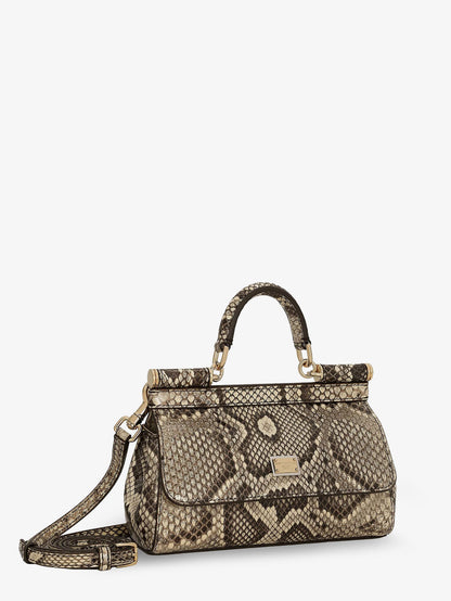 Handbag Sicily Mini Python Beige