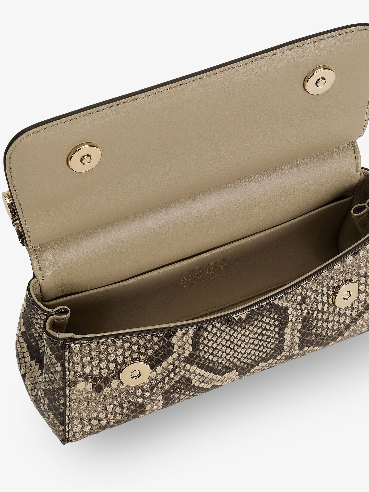 Handbag Sicily Mini Python Beige
