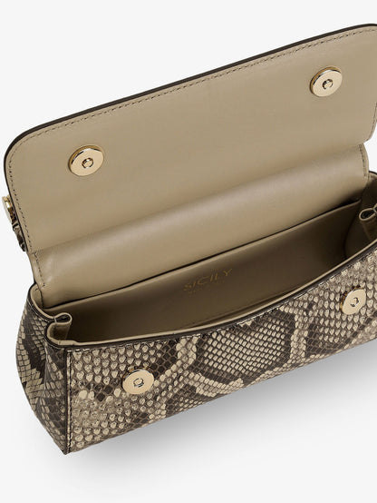 Handbag Sicily Mini Python Beige