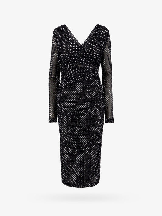 Dress Draped Polka-Dot Black