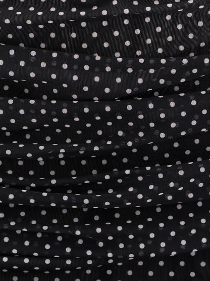 Dress Draped Polka-Dot Black