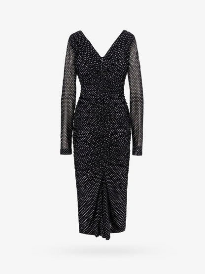 Dress Draped Polka-Dot Black