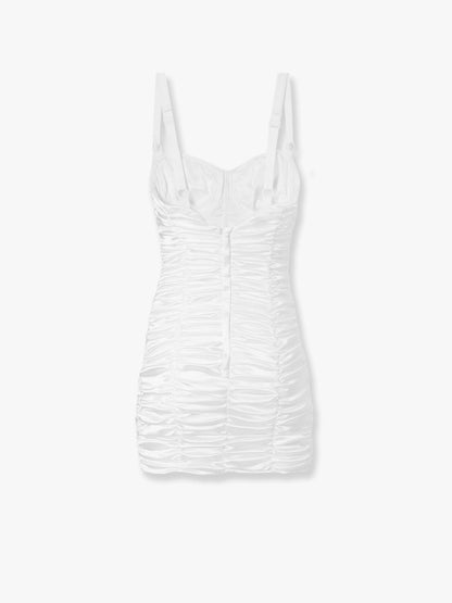 Mini Dress Draped Satin White