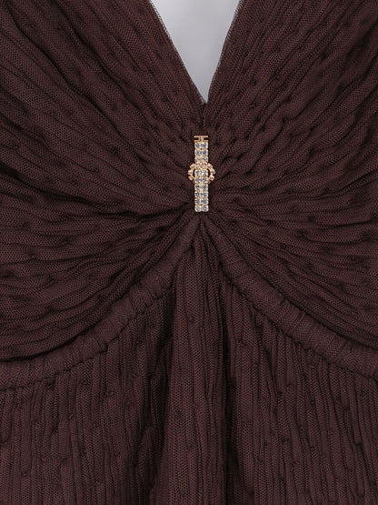 Evening Gown With Rhinestones Brown