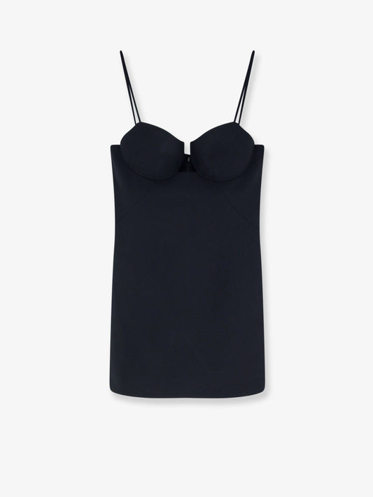 Mini Satin Cutaway Dress Black