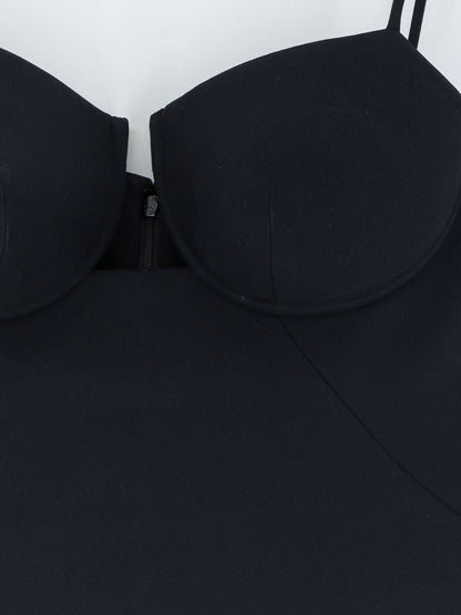 Mini Satin Cutaway Dress Black