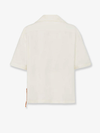 Cropped Shirt Beige Viscose-Linen