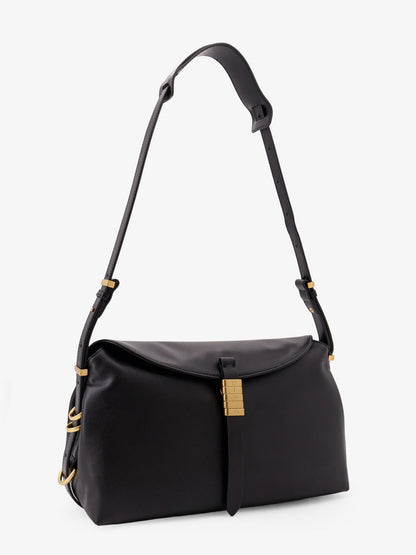 Leather Shoulder Bag With Metal Detail