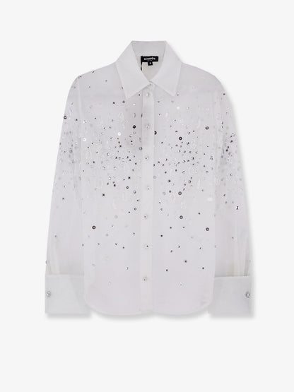 Shirt With All-Over Rhinestone Details Green