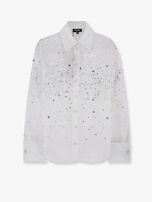 Shirt With All-Over Rhinestone Details Green