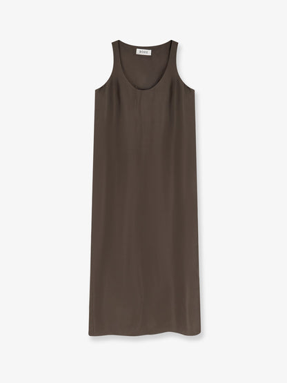 Long Silk Dress Brown