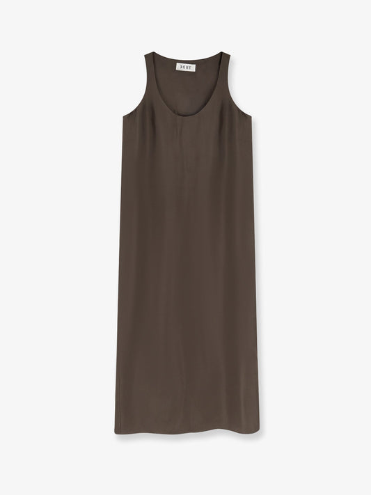 Long Silk Dress Brown
