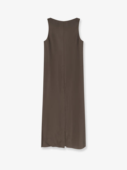 Long Silk Dress Brown