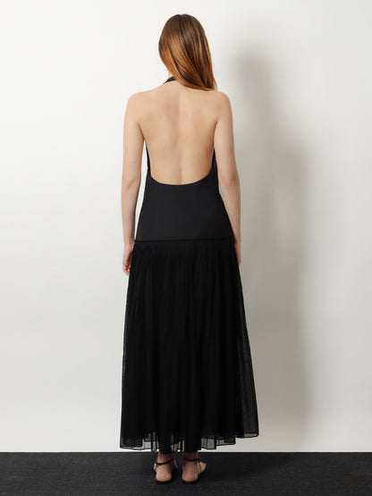 Dress Pleated Long Black