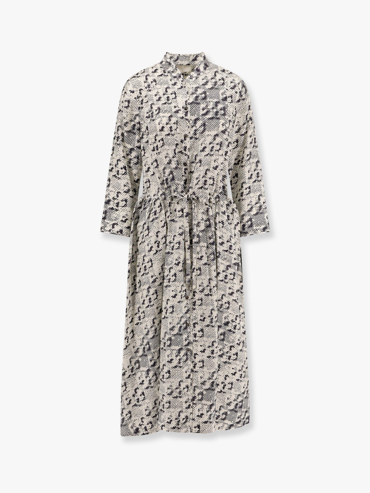 Silk Dress Grey With Pixelated Logo