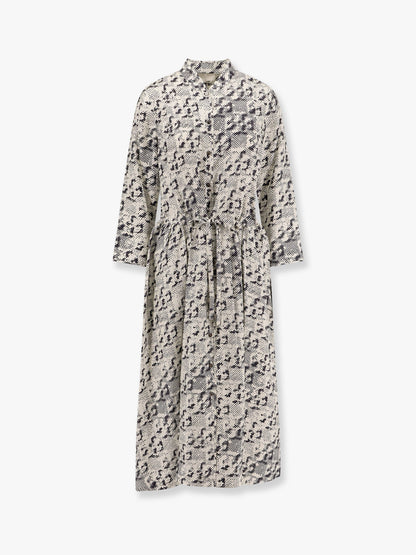 Silk Dress Grey With Pixelated Logo