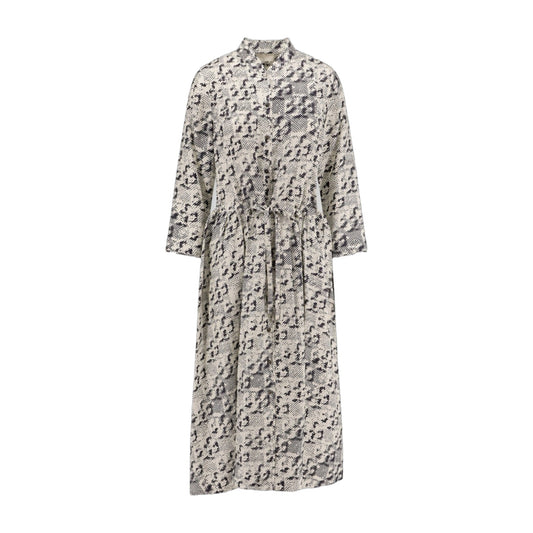 Silk Dress Grey With Pixelated Logo