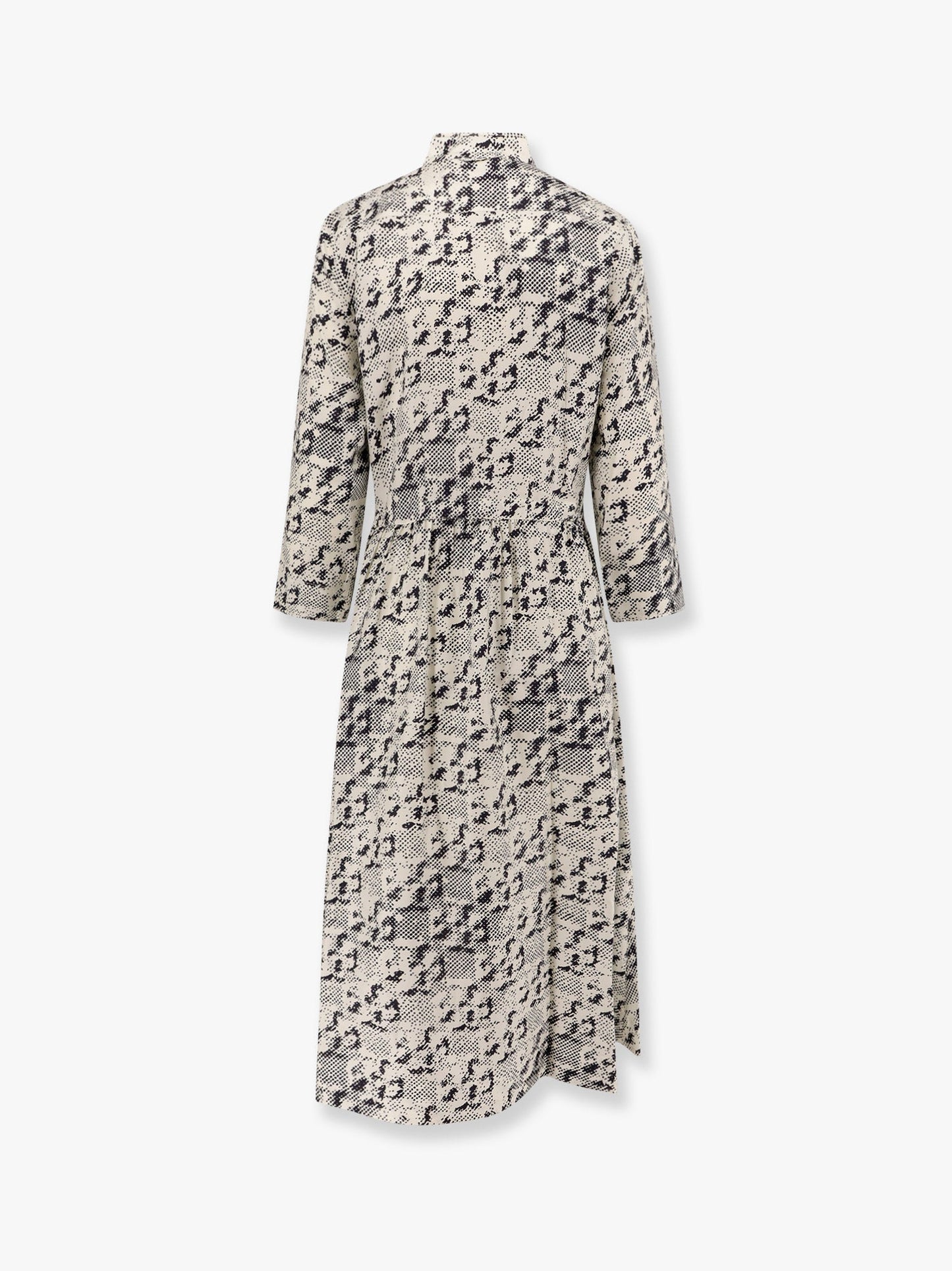 Silk Dress Grey With Pixelated Logo