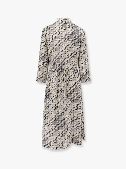 Silk Dress Grey With Pixelated Logo