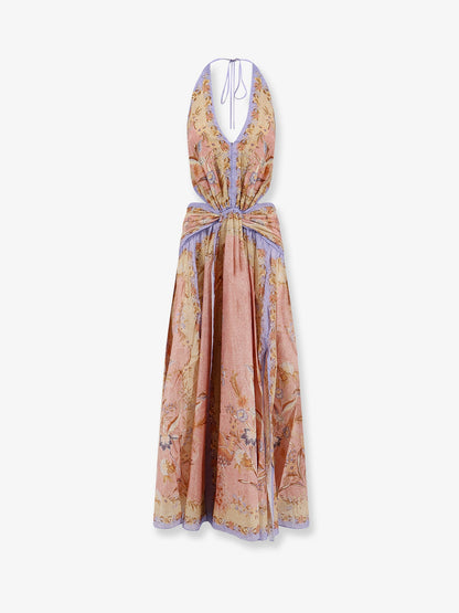 Long Dress Indra Pink Cotton-Silk